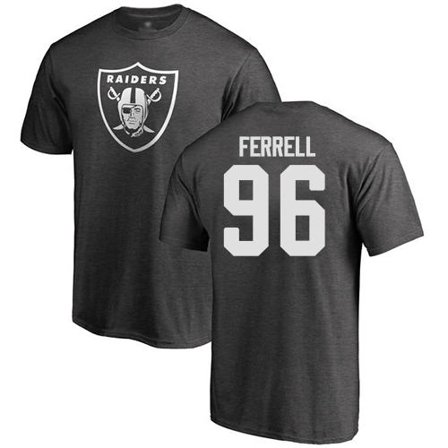 Men Oakland Raiders Ash Clelin Ferrell One Color NFL Football #96 T Shirt->nfl t-shirts->Sports Accessory